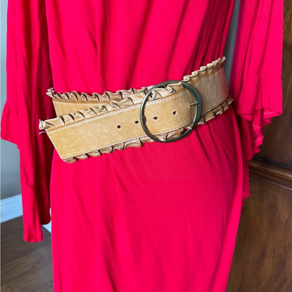 Spirit by Coldwater Creek Leather Ruffle Belt‎